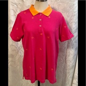 The Quacker Factory Pink Polo Shirt wi/ Pineapples
